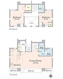 グランドメゾン赤坂 2LDKの間取図画像