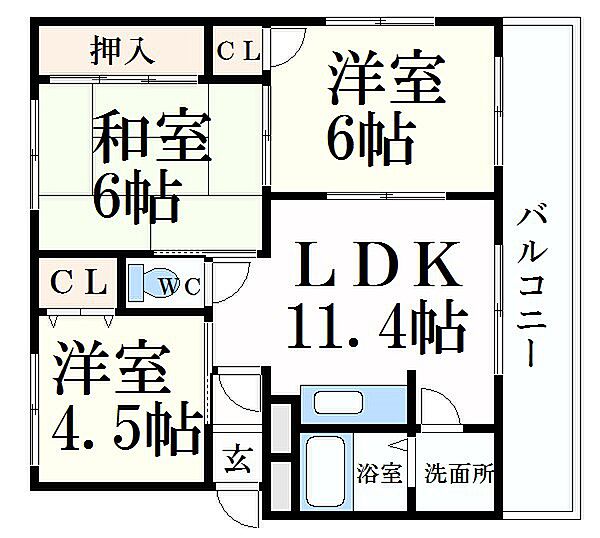 サンエステート ｜兵庫県姫路市広畑区小坂(賃貸マンション3LDK・3階・61.15㎡)の写真 その2