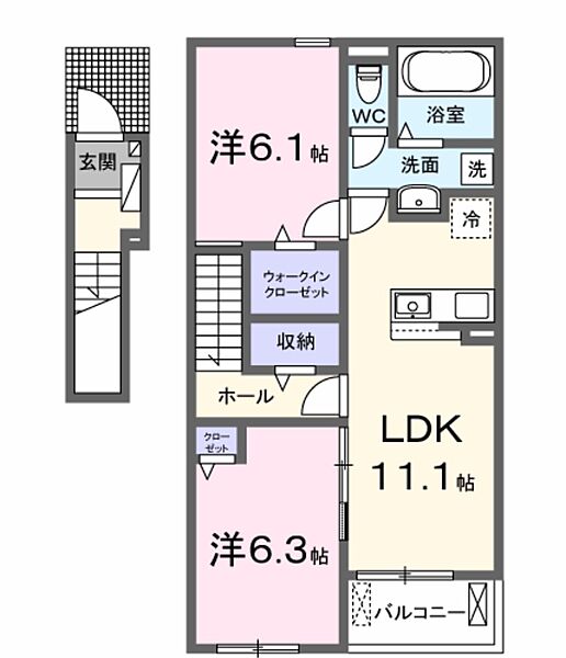 兵庫県姫路市書写(賃貸アパート2LDK・2階・58.60㎡)の写真 その2