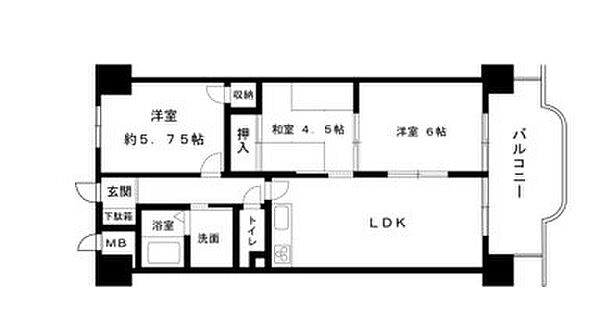 エクセル東加古川壱番館 ｜兵庫県加古川市平岡町高畑(賃貸マンション3LDK・7階・59.40㎡)の写真 その2