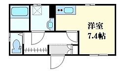 Fleur若菜町(フルール若菜町) ワンルームの間取図画像
