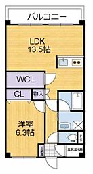 フレグランス大日 1LDKの間取図画像