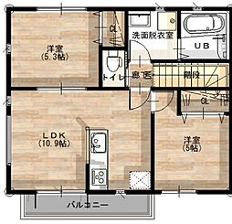 野口町水足PJ 2LDKの間取図画像