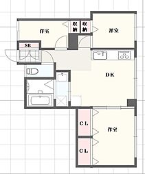 元町東ビル 3DKの間取図画像