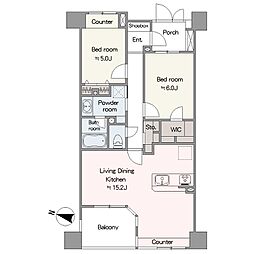 パークスクエア小石川 2LDKの間取図画像