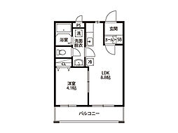 シェリール・パルク 2階1LDKの間取り