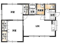 西和手ハイツ 1階2LDKの間取り