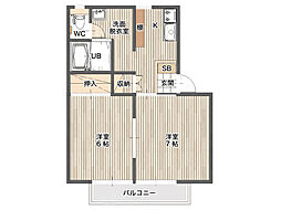 パナハイツユー 2Kの間取図画像