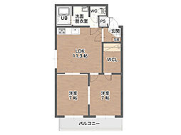 グランペールフォルス 2LDKの間取図画像