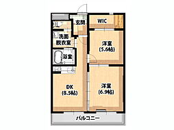 レフィナード 2DKの間取図画像