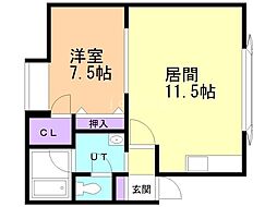 カーサ・フロール1 1階1LDKの間取り