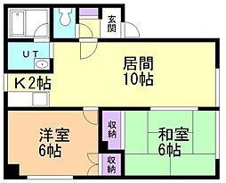 コーポ小長谷 2LDKの間取図画像