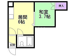 第5もりいマンション 1DKの間取図画像