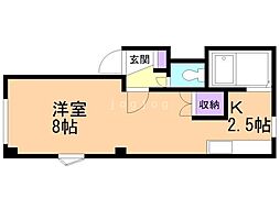 ジュネスコーポラス 3階1Kの間取り