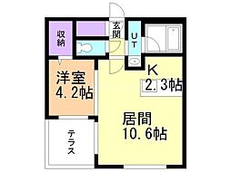 カレラ学園前 1LDKの間取図画像