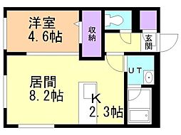 カレラ学園前 1LDKの間取図画像