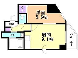 パーチェ豊平公園 1LDKの間取図画像