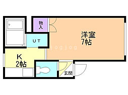 ソシアル 3階1Kの間取り