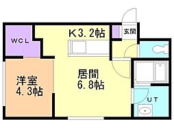 札幌市営東豊線 学園前駅 徒歩4分の賃貸マンション 3階1LDKの間取り