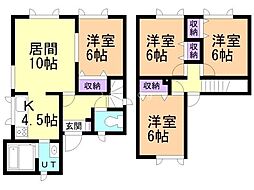 バス ばんけいバス北の沢小学校下車 徒歩3分の賃貸一戸建て 1階4LDKの間取り