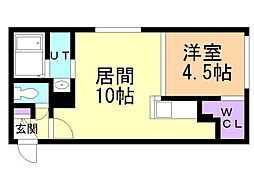 札幌市電2系統 幌南小学校前駅 徒歩4分の賃貸マンション 4階1LDKの間取り