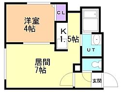 ラフィーネ南平岸IV 4階1LDKの間取り