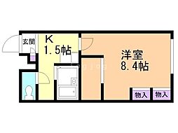 レオパレスパオB 1Kの間取図画像