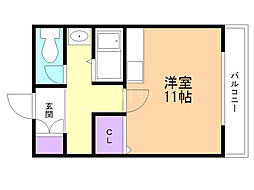 ＭＫマンション 3階ワンルームの間取り