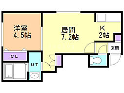 Ｇｅｌｓｏｍｉｎｏ平岡　（ジェルソミーノ） 1階1LDKの間取り