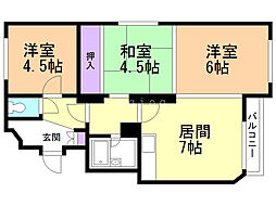 第12松井ビル 3DKの間取図画像