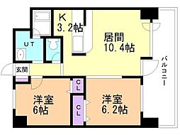 メープル川沿 2LDKの間取図画像