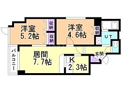 ペルドゥエープス美園 2LDKの間取図画像
