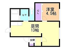 グランクラッセ中の島 1LDKの間取図画像