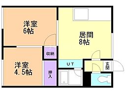 コーポあずみ 2LDKの間取図画像