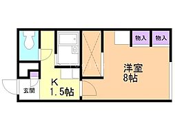 レオパレスライブリー2 1Kの間取図画像
