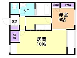 レオパレス大樹 2階1LDKの間取り