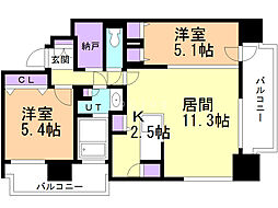 F中の島 2LDKの間取図画像