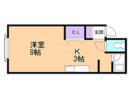 リラハイツ東海 1Kの間取図画像
