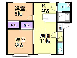 レスポアール 2LDKの間取図画像