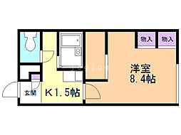レオパレス北野台45 1Kの間取図画像