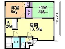 エルムコート壱番館 2LDKの間取図画像