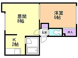 平岸シティ31 1LDKの間取図画像