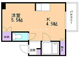グリーンヒルシャトー 1DKの間取図画像