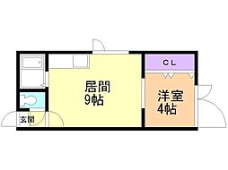 アークコート豊平 1LDKの間取図画像