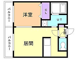 グランジェ月寒公園 1LDKの間取図画像