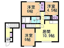 セザール山鼻 3LDKの間取図画像