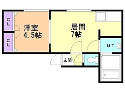 サウスウィング 1DKの間取図画像