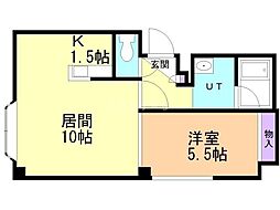 サンライト平岸 1LDKの間取図画像