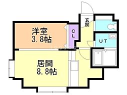 フロントコート南平岸 1LDKの間取図画像
