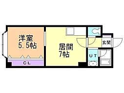 ルワズィール天神山 1DKの間取図画像